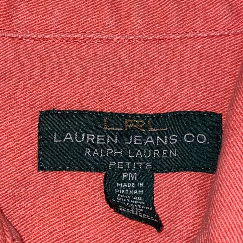 LRL Lauren Ralph Lauren color Denim Jean Jacket Petite Medium M /Coral